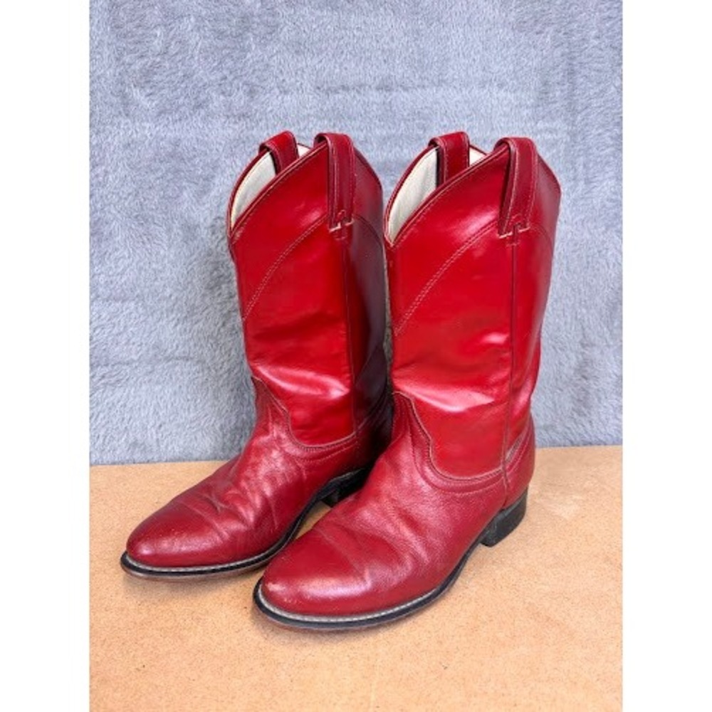 Vintage Laredo Red Leather Western Cowboy Boots Womens 6 M Made in USA 32066 - Picture 2 of 8